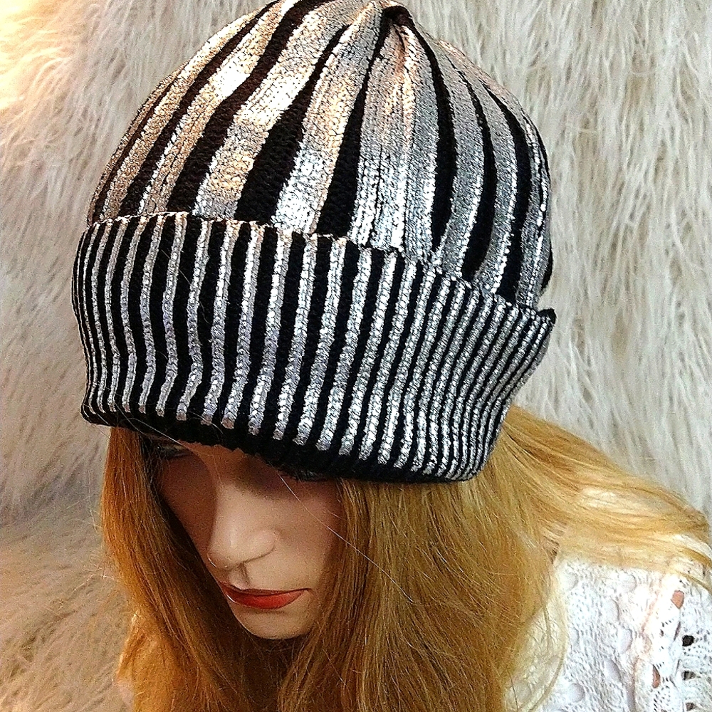 Something Special Knit Gold Or  Silver Shinny Hat